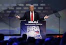 Republican presidential candidate Donald Trump speaks at the NRA Leadership Forum on Friday, May 20, 2016, in Louisville, Ky. (Mark Cornelison/Lexingt