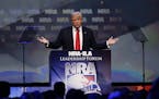 Republican presidential candidate Donald Trump speaks at the NRA Leadership Forum on Friday, May 20, 2016, in Louisville, Ky. (Mark Cornelison/Lexingt