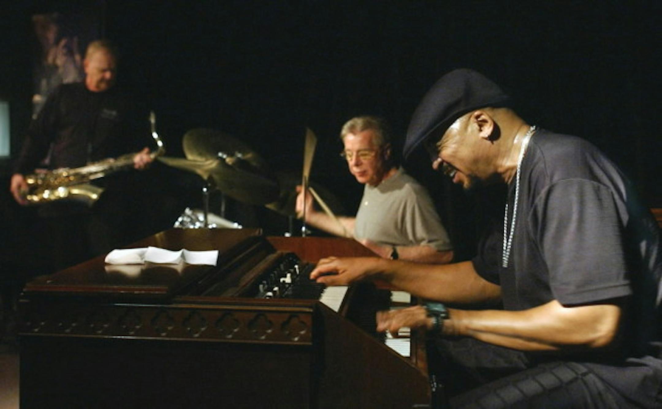 Billy Holloman, right, playing at a 2004 Organ Night with Gary Berg and Kenny Horst. (Star Tribune photo, Joey McLeister)