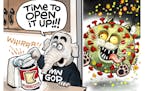 Sack cartoon: Time to open up!