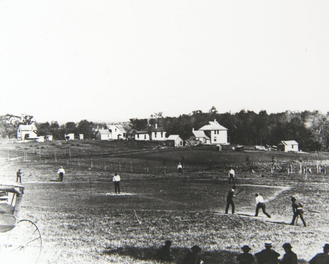 Carleton and St. Olaf students competed in a baseball game in 1887.