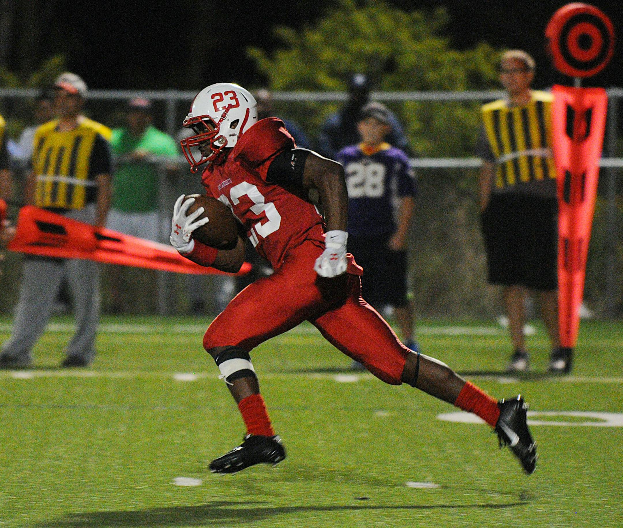 Benilde-St. Margaret's running back Ricky Floyd, shown here in a game on Aug. 28 against Cooper, ran for 459 yards in a 63-36 victory over St. Louis Park.