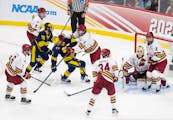 When Boston College, seen above during a 4-0 shutout vs. Michigan on April 11, and Denver face off in the NCAA Frozen Four championship game at Xcel E