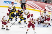 When Boston College, seen above during a 4-0 shutout vs. Michigan on April 11, and Denver face off in the NCAA Frozen Four championship game at Xcel E