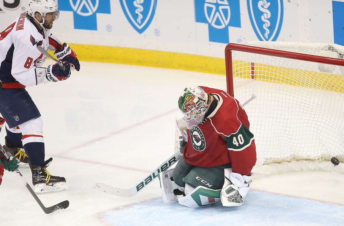 Minnesota Wild goalie Devan Dubnyk reacted after giving up a goal to Washington Capitals left wing Alex Ovechkin in the second period as the Wild took on Washington at the Xcel Energy Center, Thursday, February 11, 2016 in St. Paul, MN. ] (ELIZABETH FLORES/STAR TRIBUNE) ELIZABETH FLORES &#x2022; eflores@startribune.com