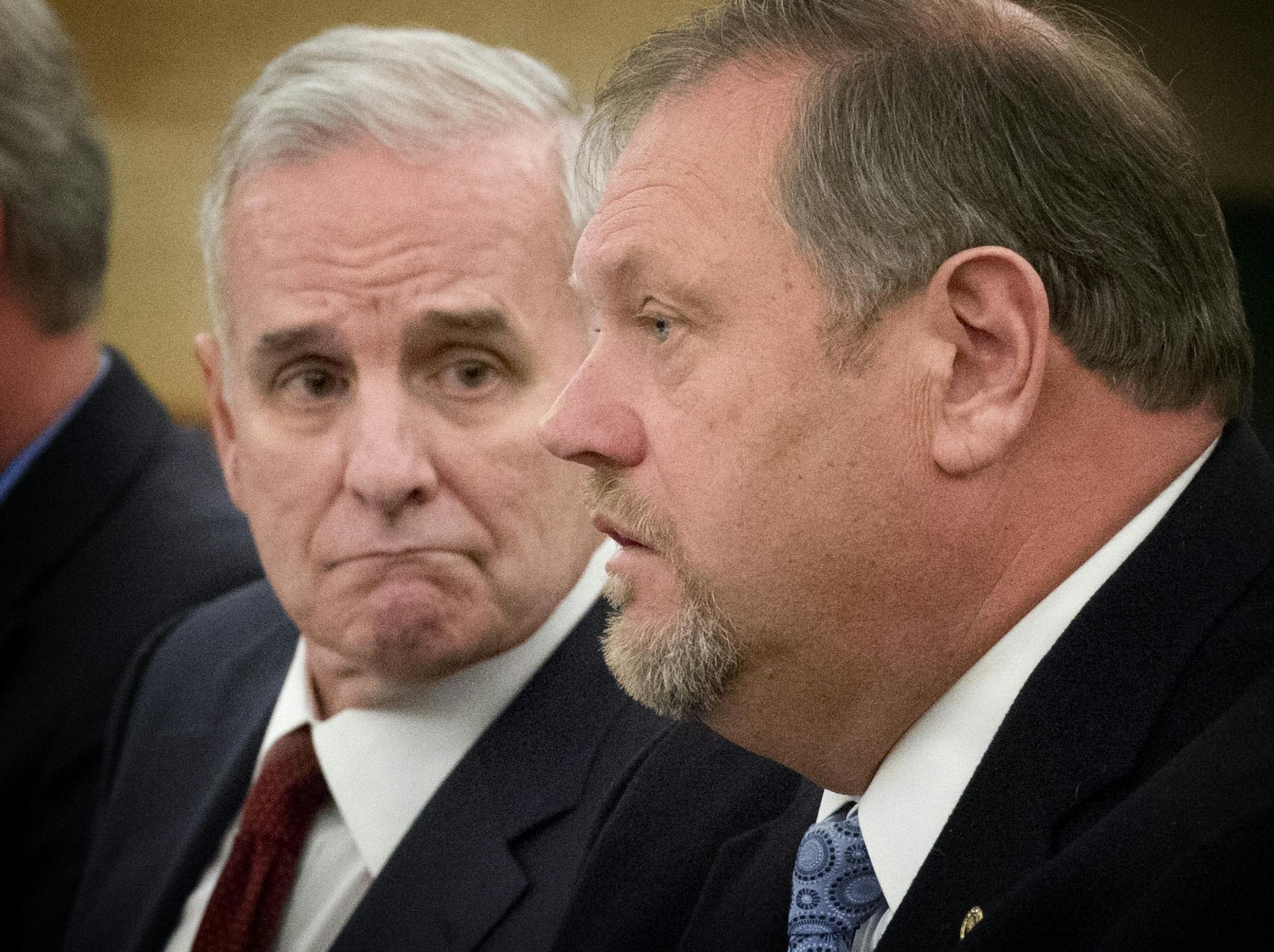 Minnesota Gov. Mark Dayton, left, and Senate Majority Leader Tom Bakk.