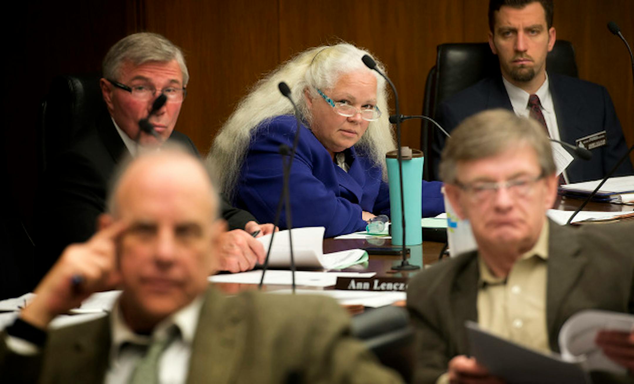 Rep.  Mary Liz Holberg (R) questioned State Budget Director Margaret Kelly  and Minnesota Management and Budget Commissioner Jim Schowalter who testified before the House Ways and Means committee Monday, January 28, 2013 on Governor Dayton's budget.     ]   GLEN STUBBE * gstubbe@startribune.com