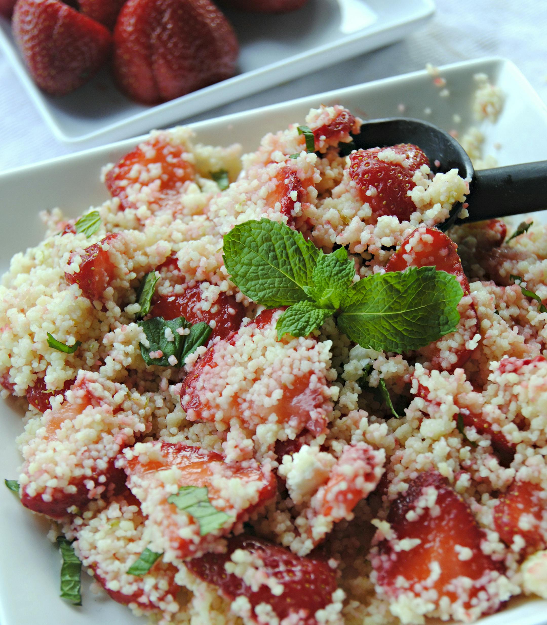 Minted Summer Couscous With Strawberry and Mint.