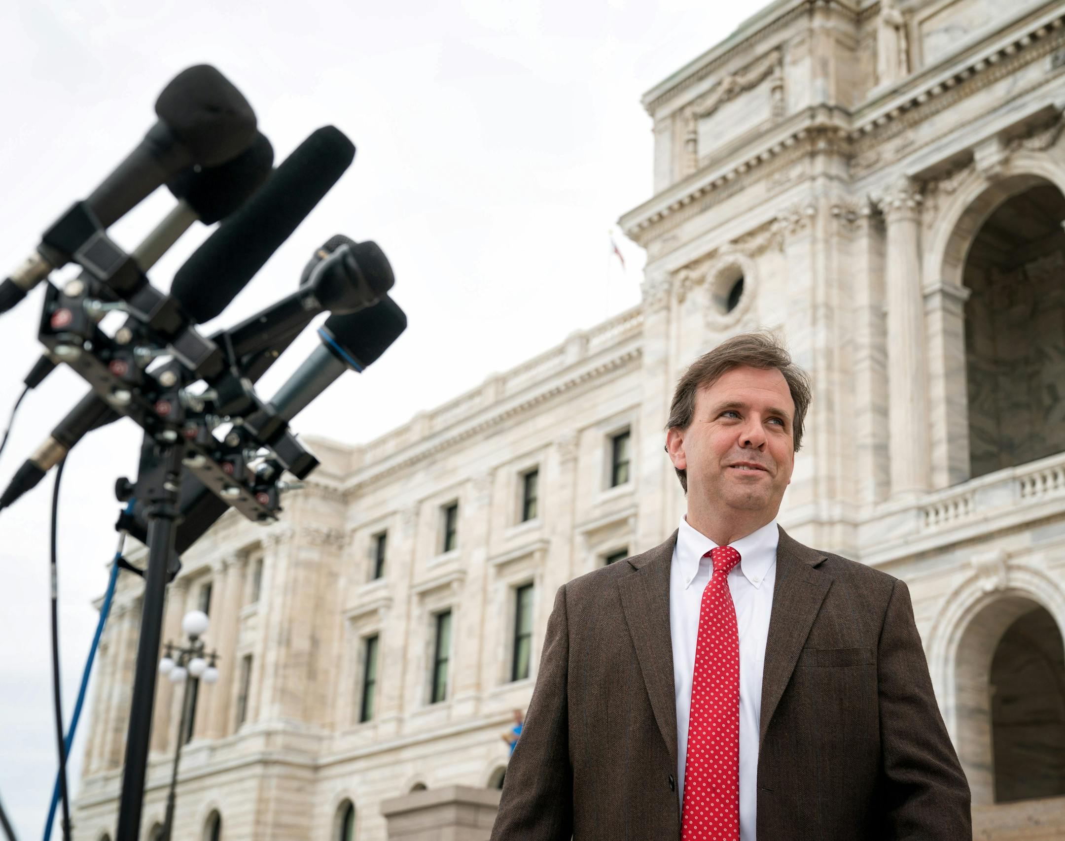 Rep. Pat Garofalo,R-Farmington, who has been pushing for legal sports betting in Minnesota, holds news conference to respond to Supreme Court ruling that clears the way for states to do that.