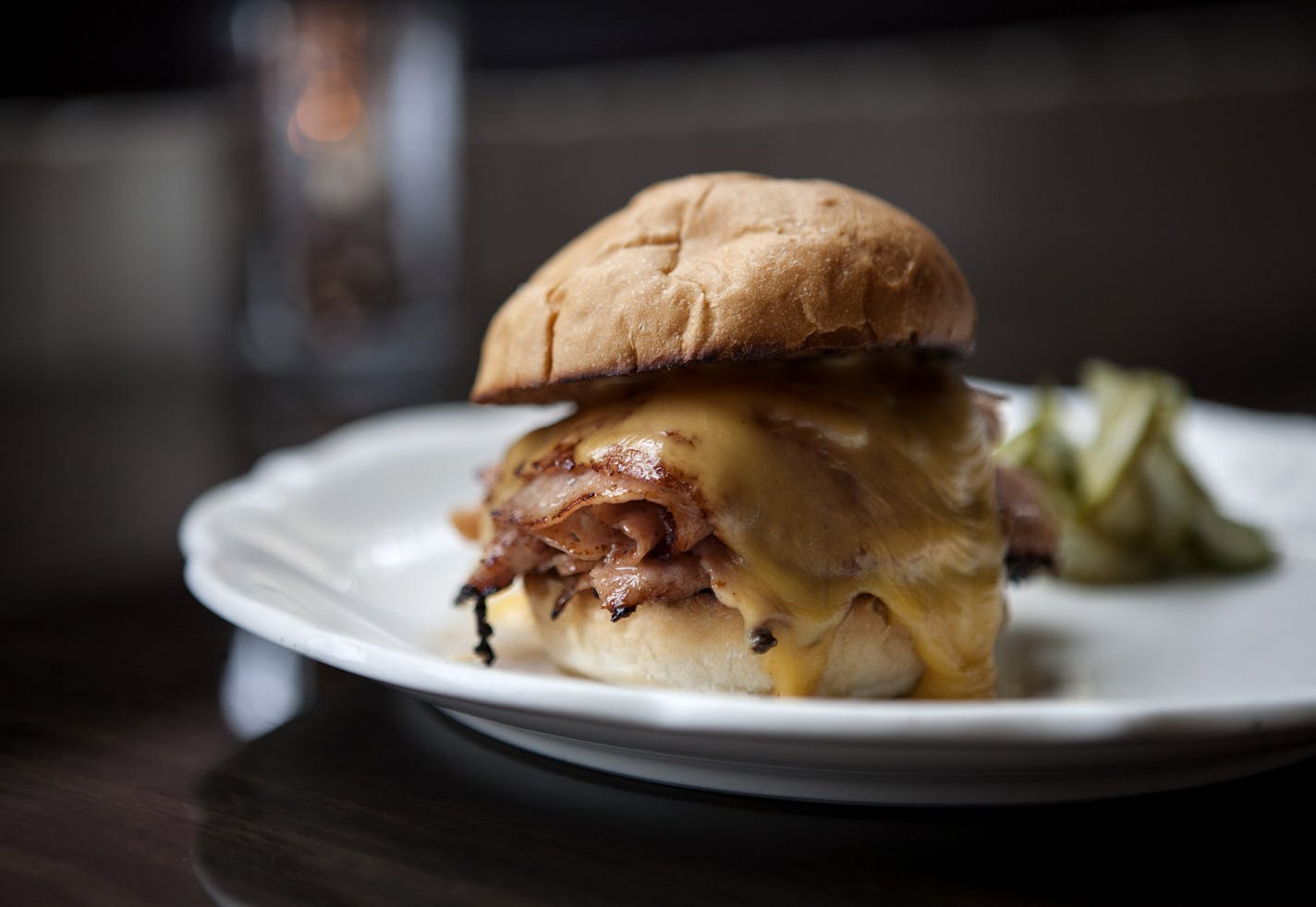 Bologna with cheddar and house pickle at Saint Dinette in St. Paul.