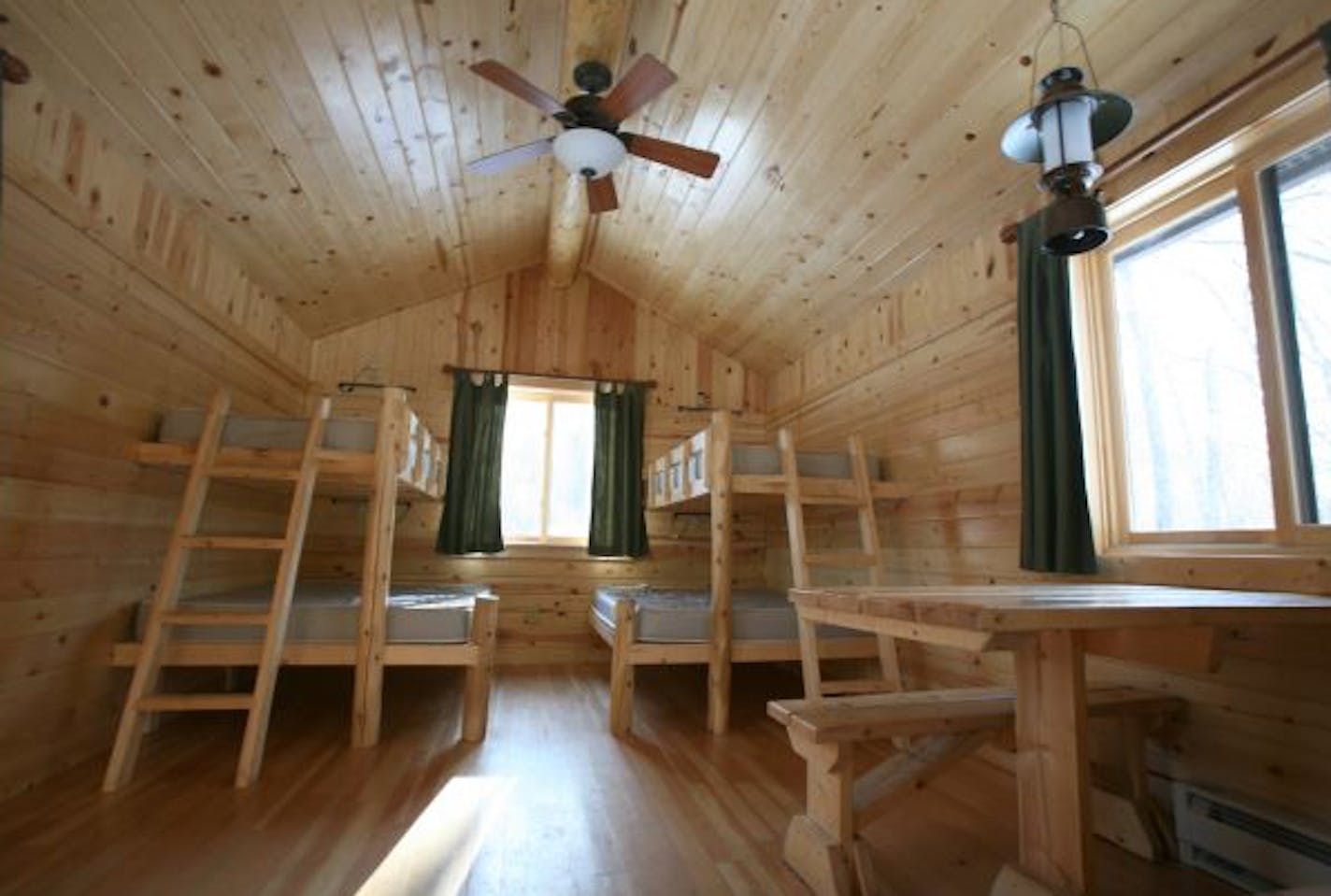 Interior of a Minnesota state park camper cabin.