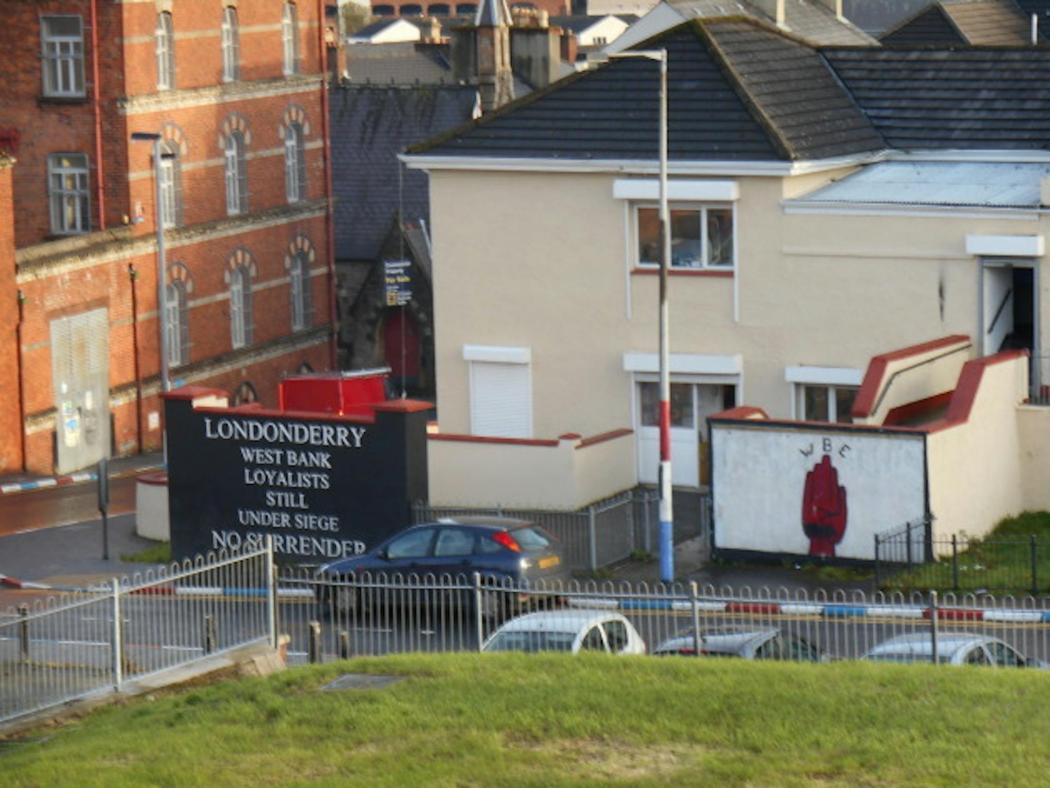 The opposing sign on the other side of the wall