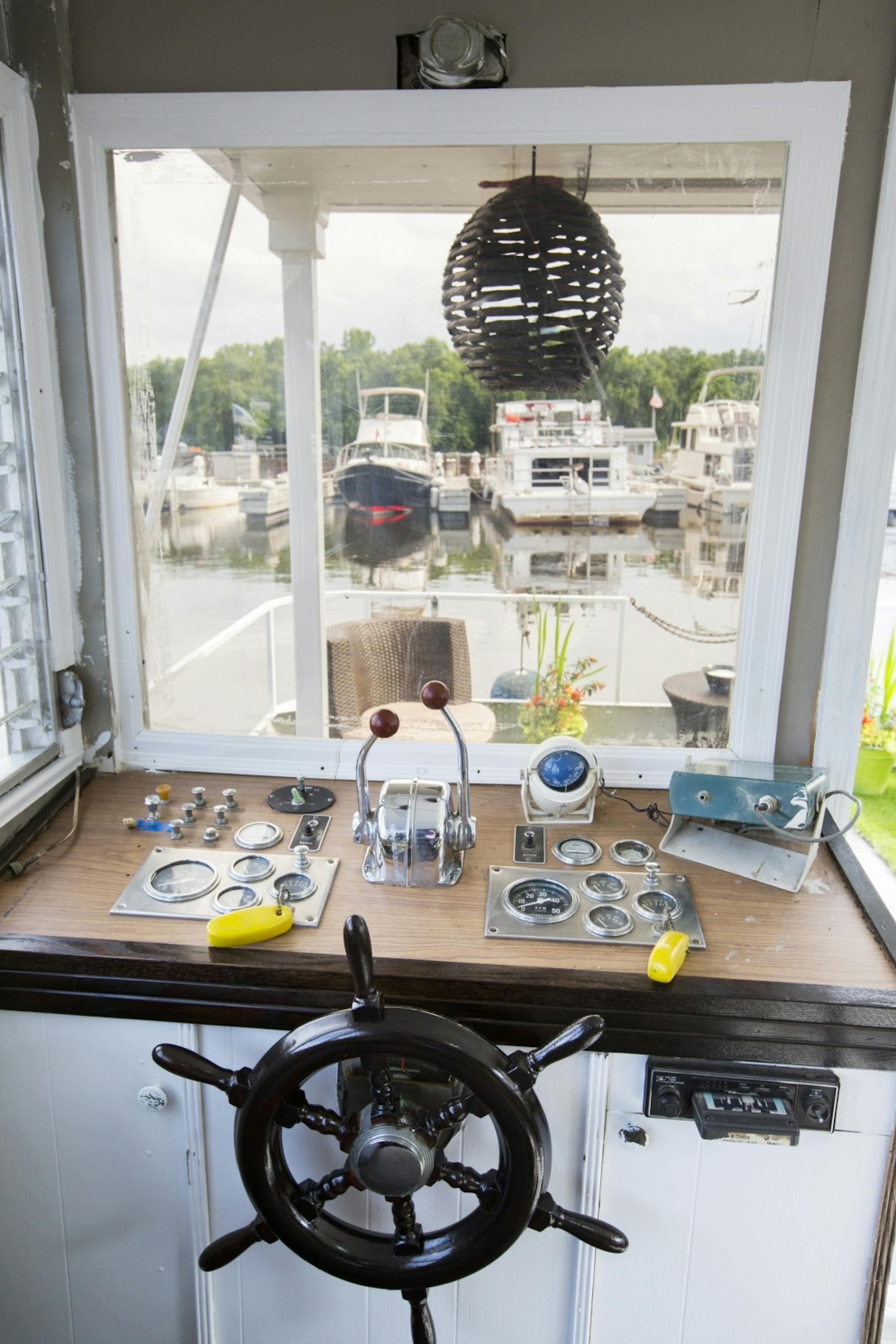 The steering wheel and controls.