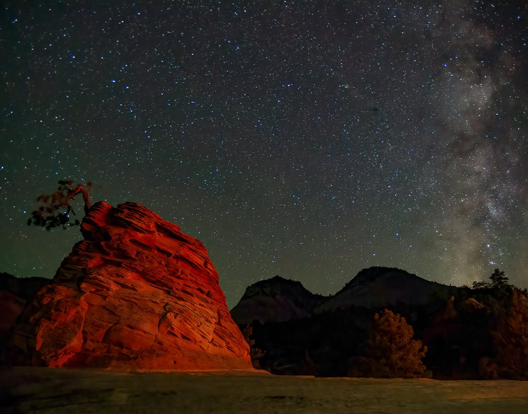 Under the Milky Way tonight, in Zion National Park.