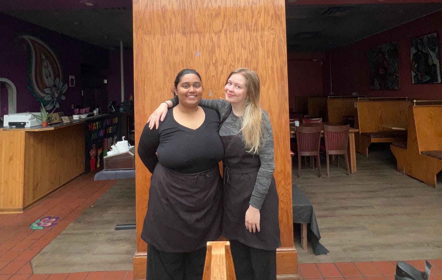 Curry in a Hurry's chef-owner Hafsa Islam and her inside the restaurant.