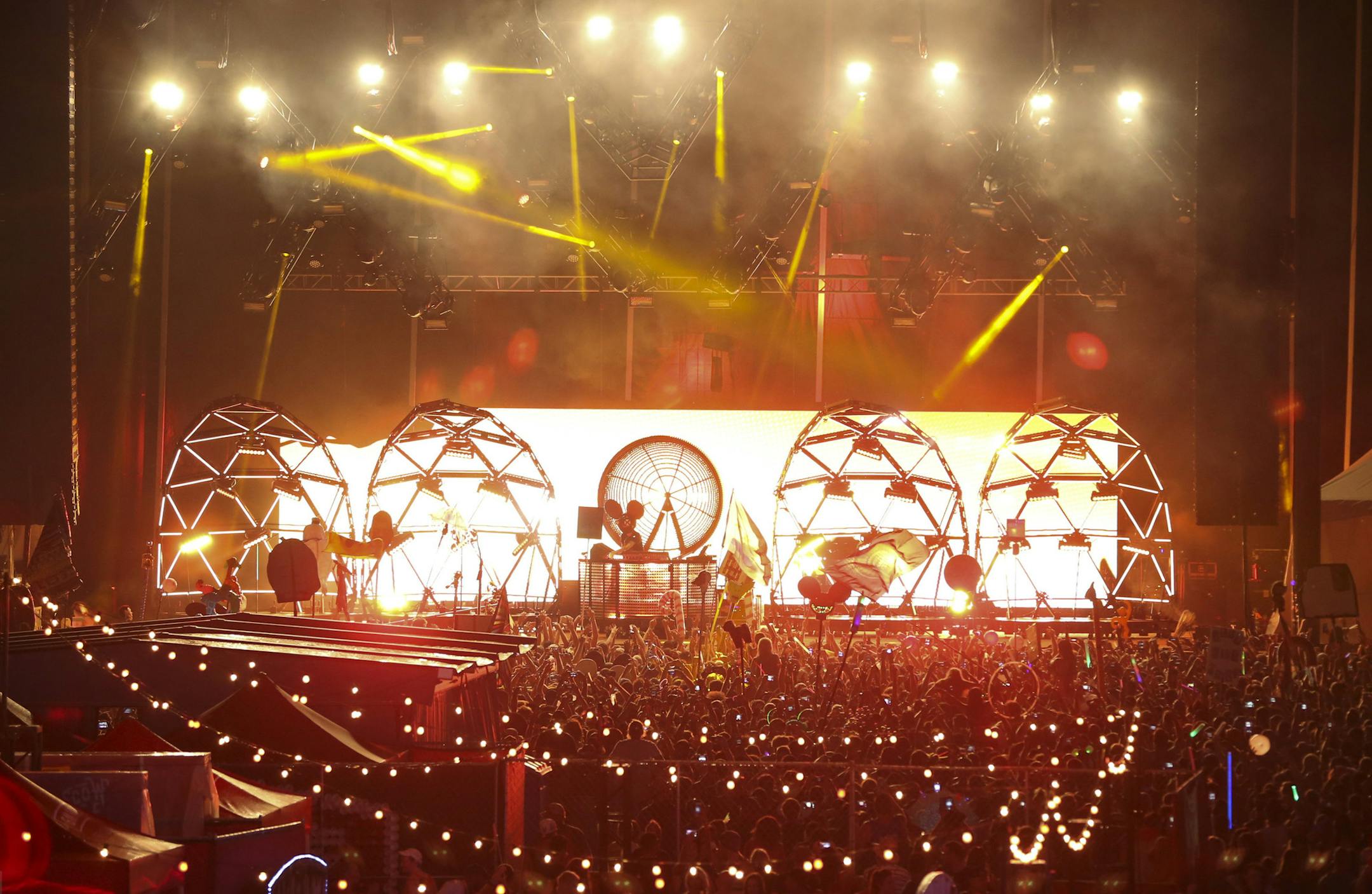 Deadmau5 during his festival closing show at Summer Set Sunday night. ] JEFF WHEELER ï jeff.wheeler@startribune.com The annual Summer Set Music & Camping Fest, after a brief rain delay, wrapped up with a set by dance music giant Deadmau5, Sunday night.