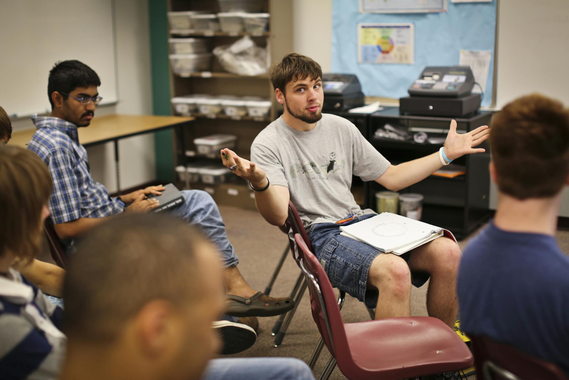 Rick Tschida spoke about his experience finding work after finishing high school and before he technically has received his diploma during a class at Focus Beyond Programs in Transition in St. Paul, Minn., on Thursday, September 5, 2013. ] (RENEE JONES SCHNEIDER • reneejones@startribune.com)
