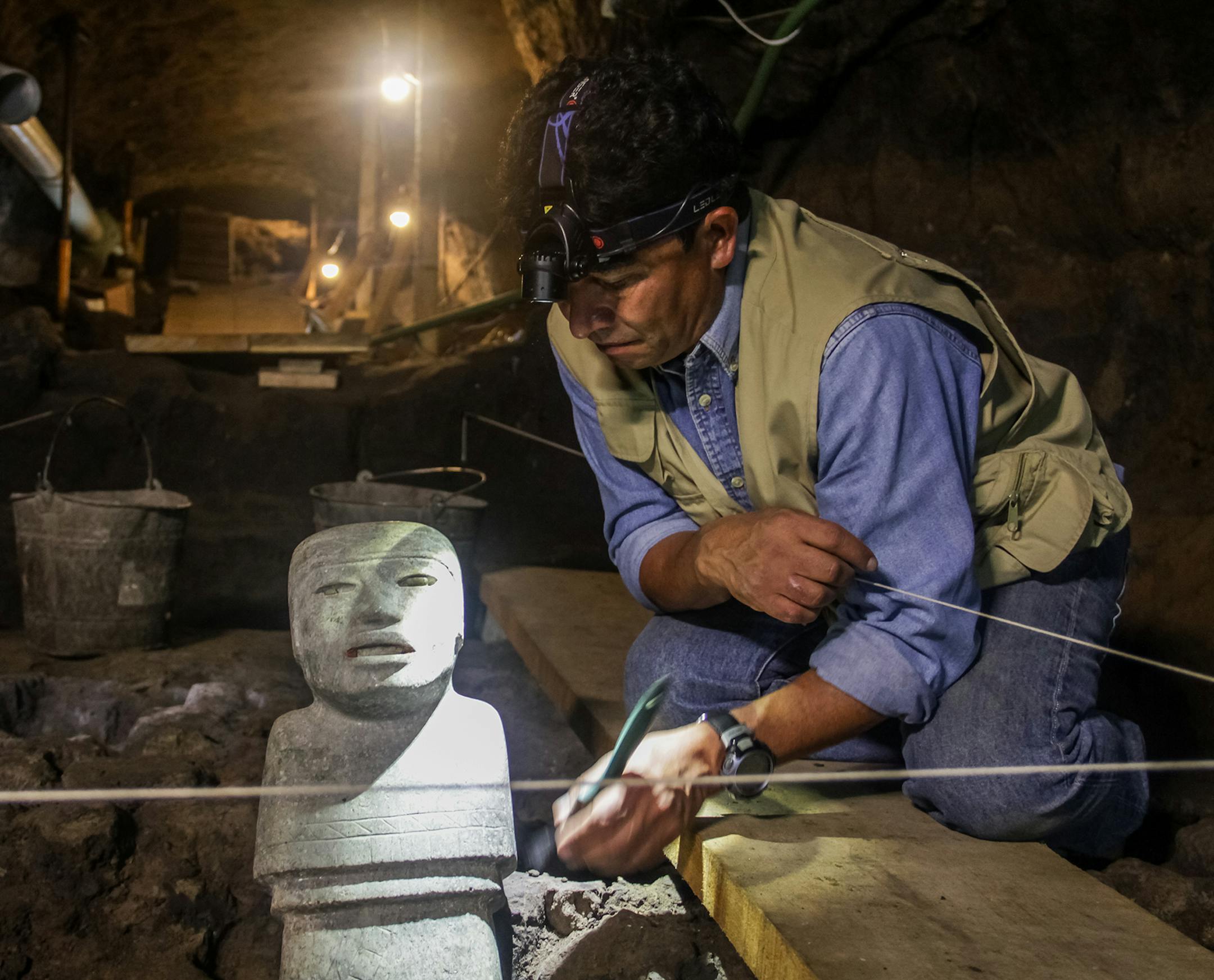credit: Story House Productions (Anika Dobringer) Archeologist Sergio GÛmez thinks that the statuesí gaze could have aligned to mark something or someone on "Teotihuacanís Lost Kings."