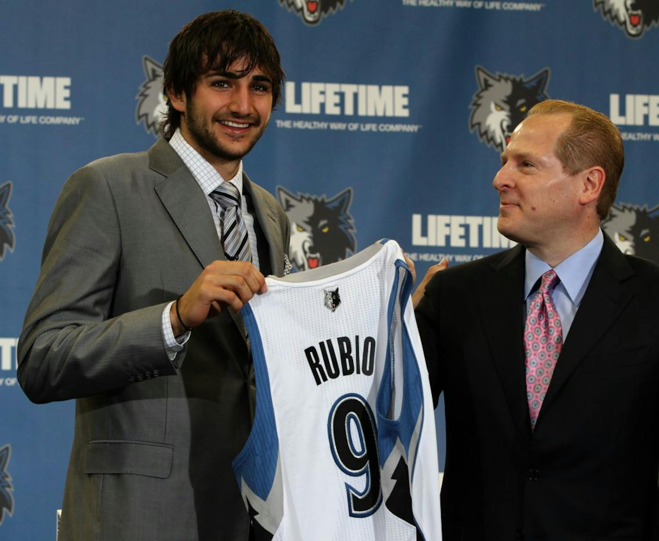 Ricky Rubio (with David Kahn, Wolves president of basketball operations) on the significance of his jersey number: "I've worn No. 9 since I was a kid. It means a lot to me. … There are a lot of things where nine is important in my life."