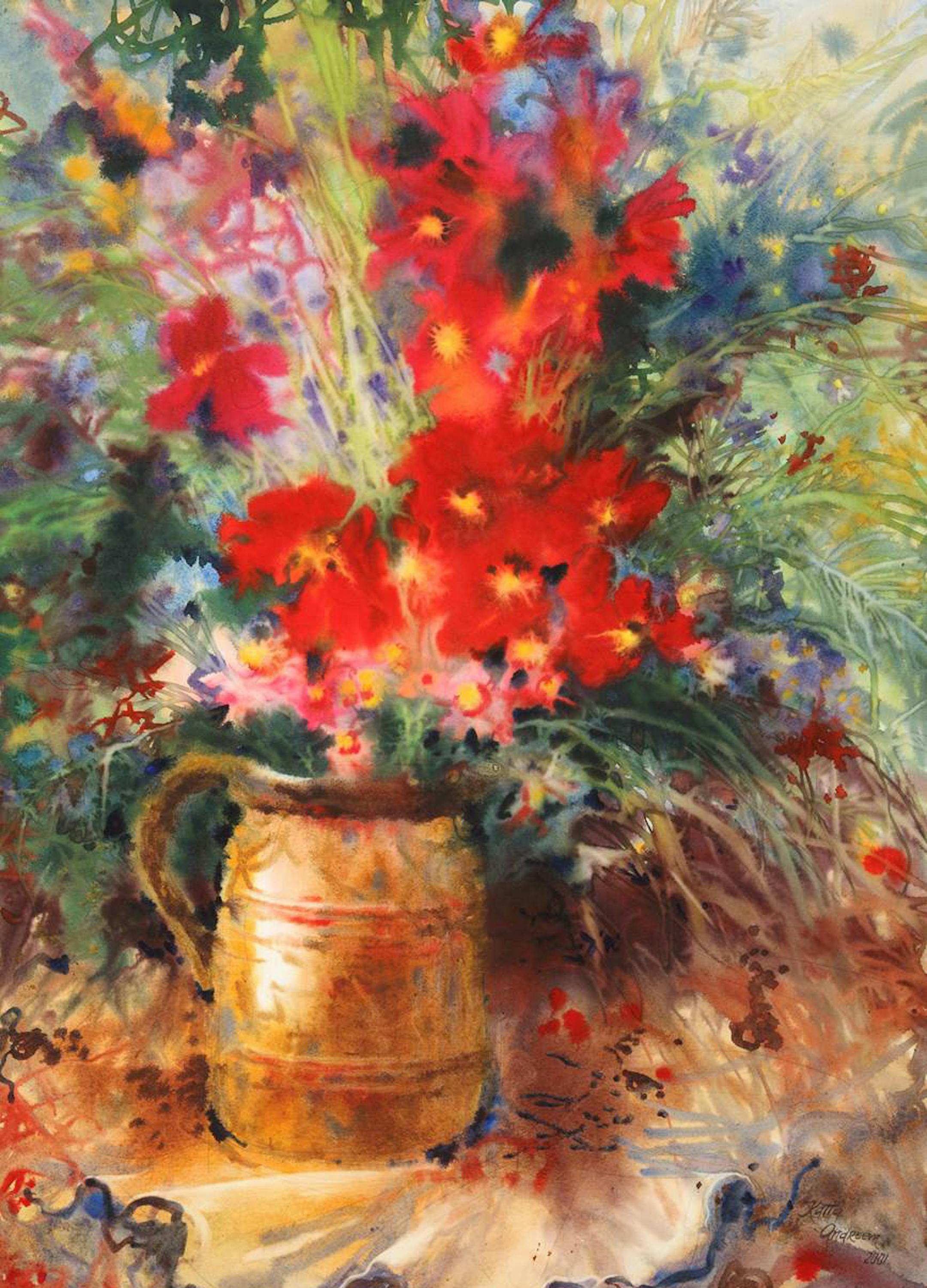 The Museum of Russian Art Katia Andreeva." Red Cosmos", 2001 Watercolor on paper 25 x 18