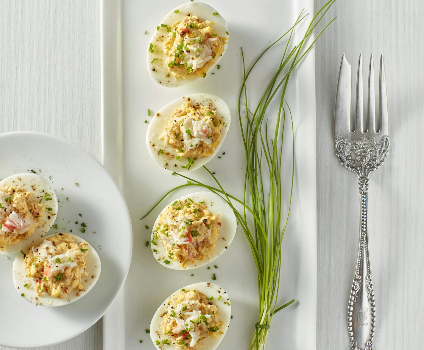 Dennis Becker Crab-Stuffed Deviled Eggs make a lively addition to Easter brunch.