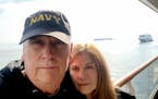 St. Cloud residents Andy Vinson, left, and Kathy Carton, right, are stuck on a cruise near the Panama Canal, as they await permission to return home o