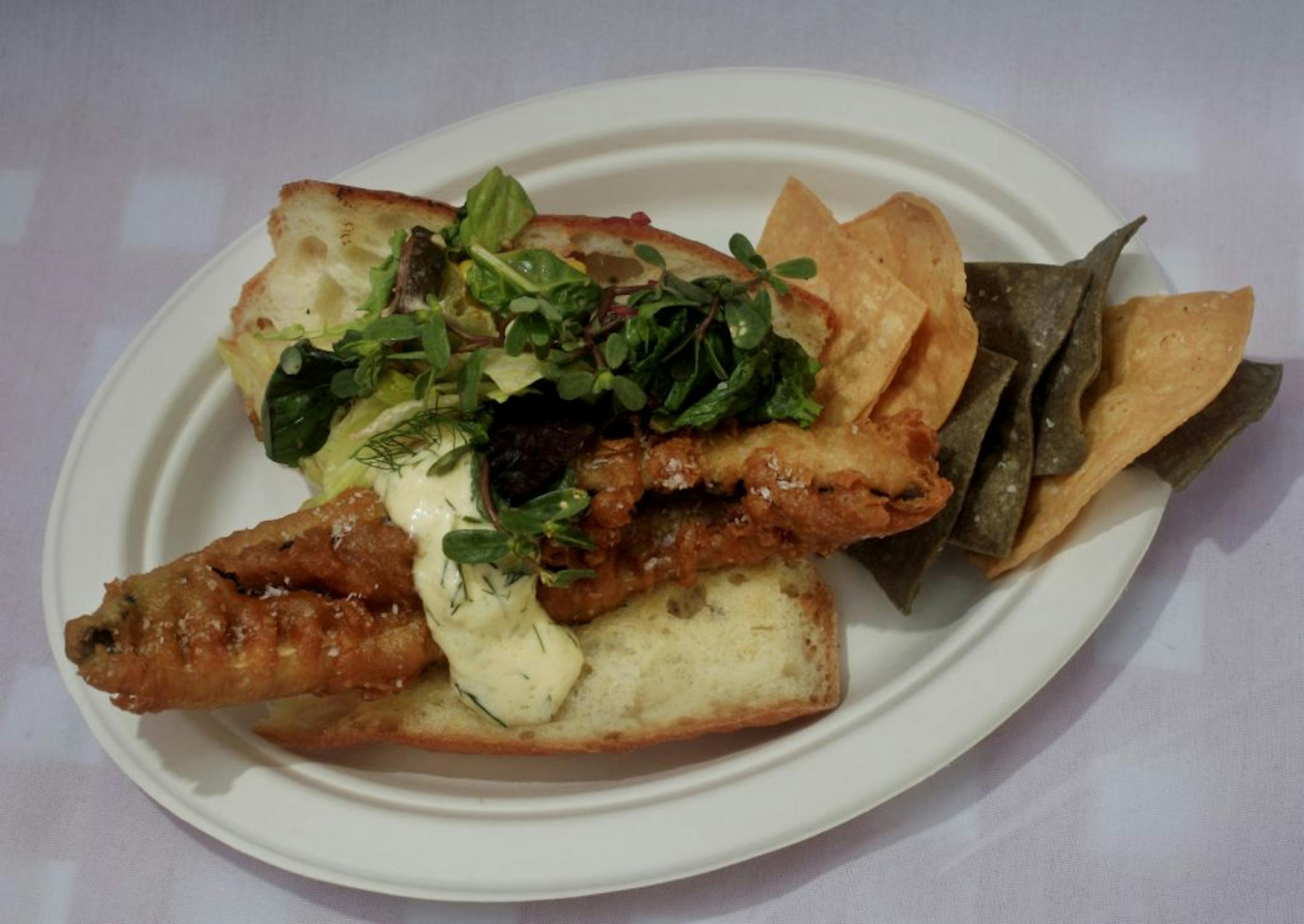 Walleye sandwich with tarter sauce at the Chef Shack in Minneapolis, MN. August 11, 2012.