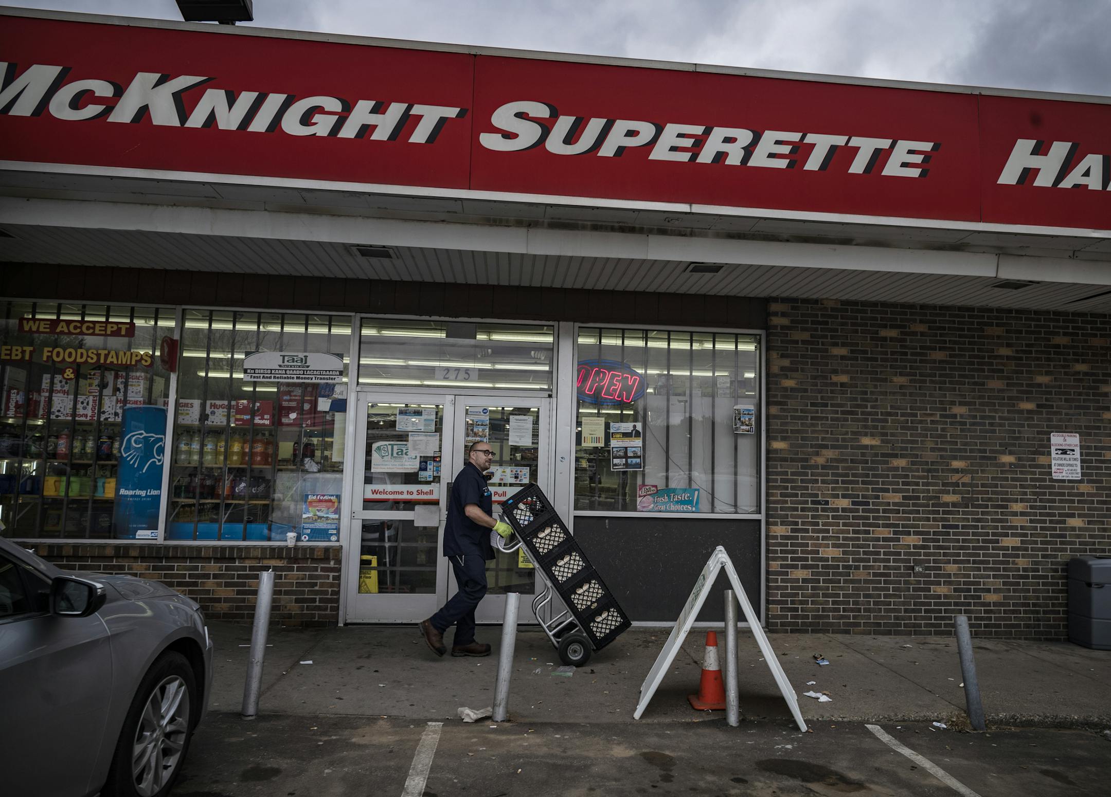 Mustafa Hassan who owns the McKnight Market which has a wide variety of foods that cater to various communities including the Somali diaspora.] Water and sewer line problems forced St. Paul officials Aug. 30 to condemn Shamrock Plaza, threatening the future of several immigrant-owned businesses serving a multicultural and largely low-income community. RICHARD TSONG-TAATARII ¥ richard.tsong-taatarii@startribune.com