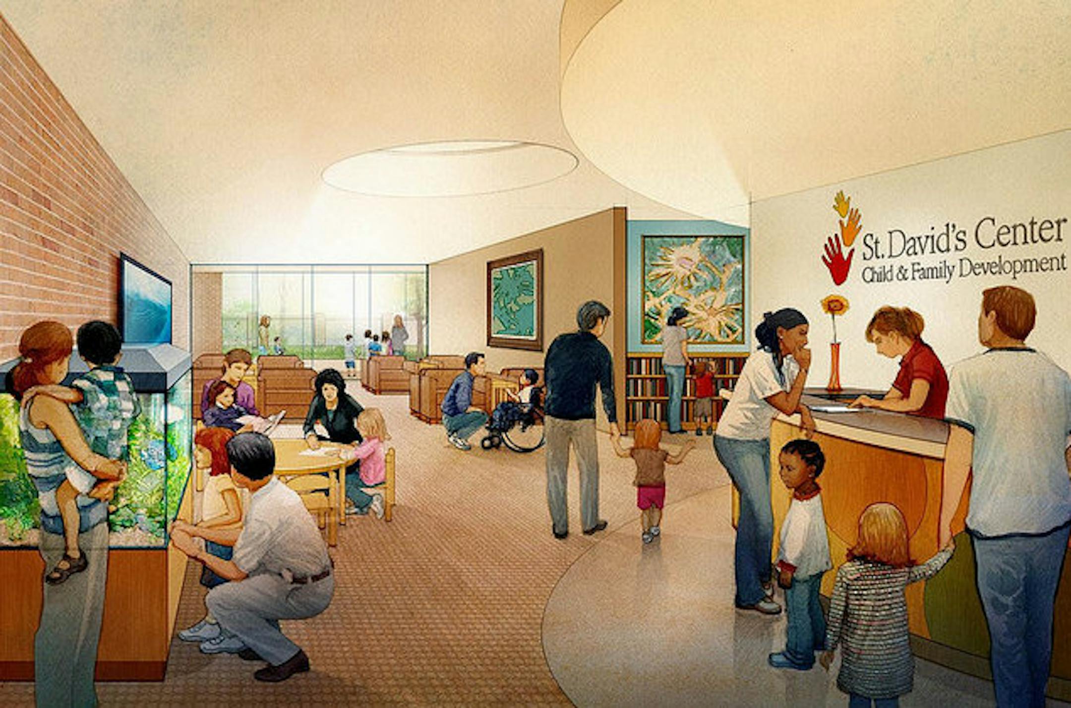 Architecht's rendering of remodeled, expanded St. David's Center in Minnetonka