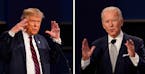 Donald Trump, left, and Joe Biden are pictured in separate shots during the first presidential debate in the 2020 election cycle. They may not debate 