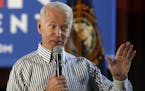 IN this June 4, 2019, photo, former vice president and Democratic presidential candidate Joe Biden speaks during a campaign event in Berlin, N.H. Tens