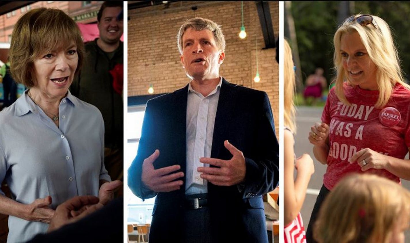 From left, Sen. Tina Smith, Richard Painter, state Sen. Karin Housley.