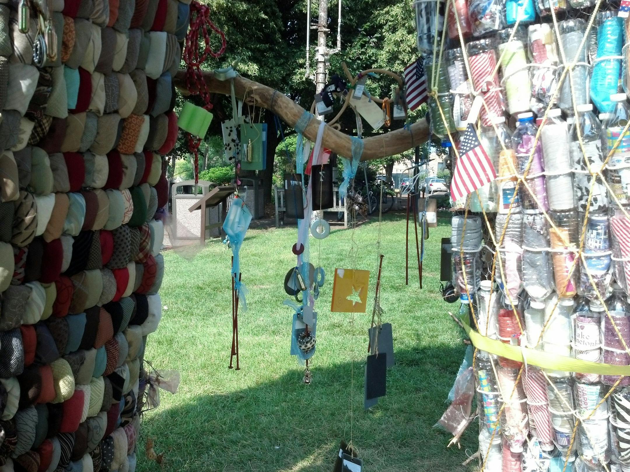 Wind chimes make up part of the community contributions to the Big Water Collective