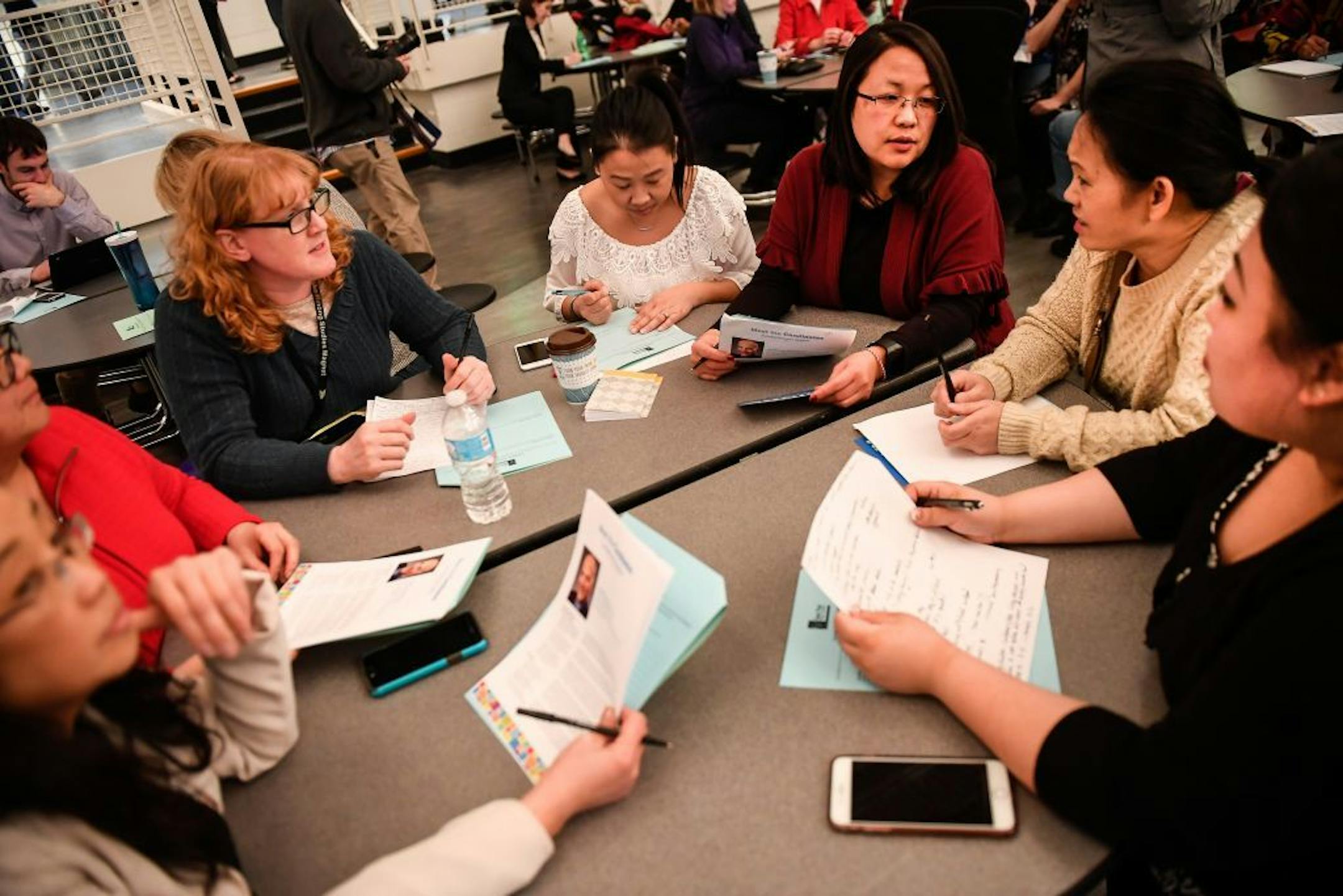 Parents, teachers and St. Paul community members discussed Joe Gothard after he spoke at Wednesday night's meeting of St. Paul Public Schools superintendent finalists.