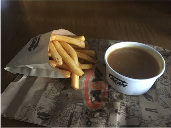 Fries, gravy and ketchup a treat on Day 5 of Canadian quarantine