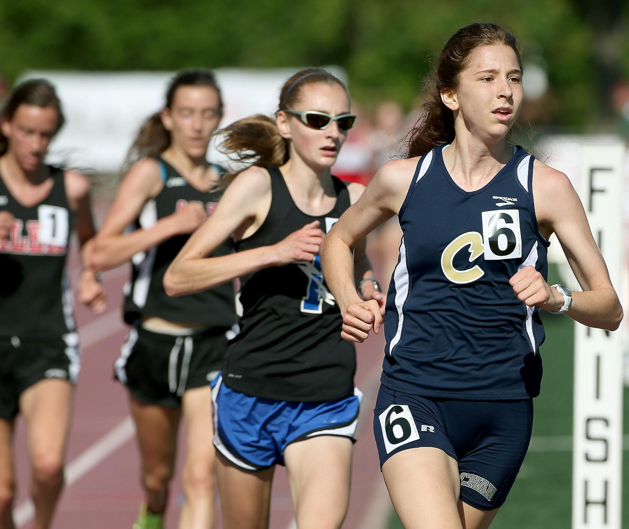 Chanhassen's Emily Castanias led the girls in the 3200-meter run final at the State High School Track and Field meet at Hamline University, Friday, June 6, 2014 in St. Paul, MN. ] (ELIZABETH FLORES/STAR TRIBUNE) ELIZABETH FLORES • eflores@startribune.com