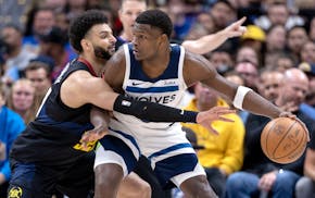 Anthony Edwards (5) of the Minnesota Timberwolves on Monday, May 6, 2024, at Ball Arena in Denver, Colo.  ] CARLOS GONZALEZ • carlos.gonzalez@startr