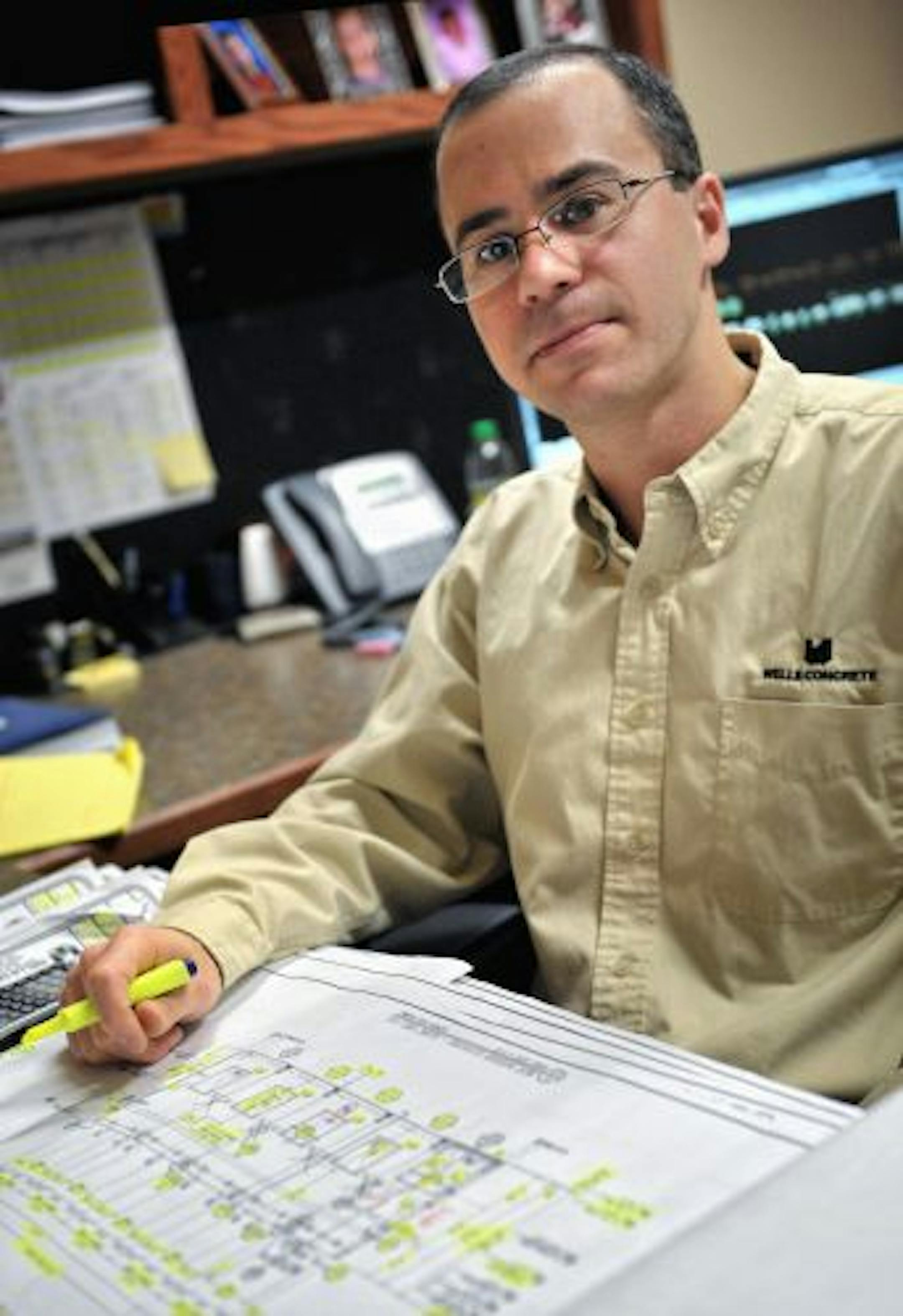 Travis Becker, CAD technician and project coordinator for Wells Concrete in Albany, Minn. Travis Becker was one of several people laid off from Precast Detailing in Elk River last spring.