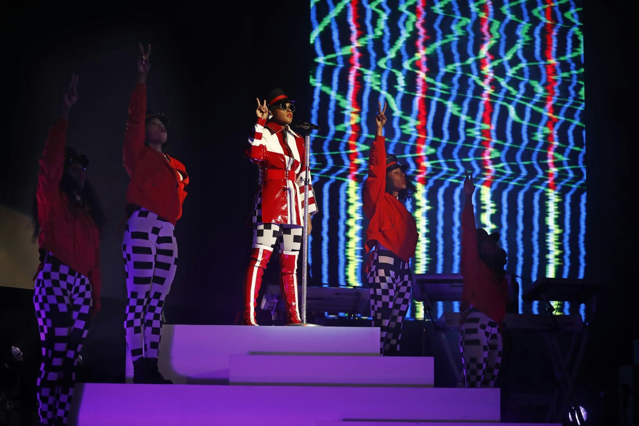 Janelle Monae took to the stage and performed in front of a sellout crowd.