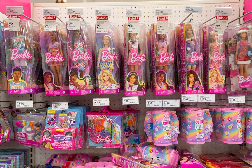 Barbie dolls and accessories were on sale Black Friday at Target in Edina. There are Barbies of all sizes, hair colors, races and genders.