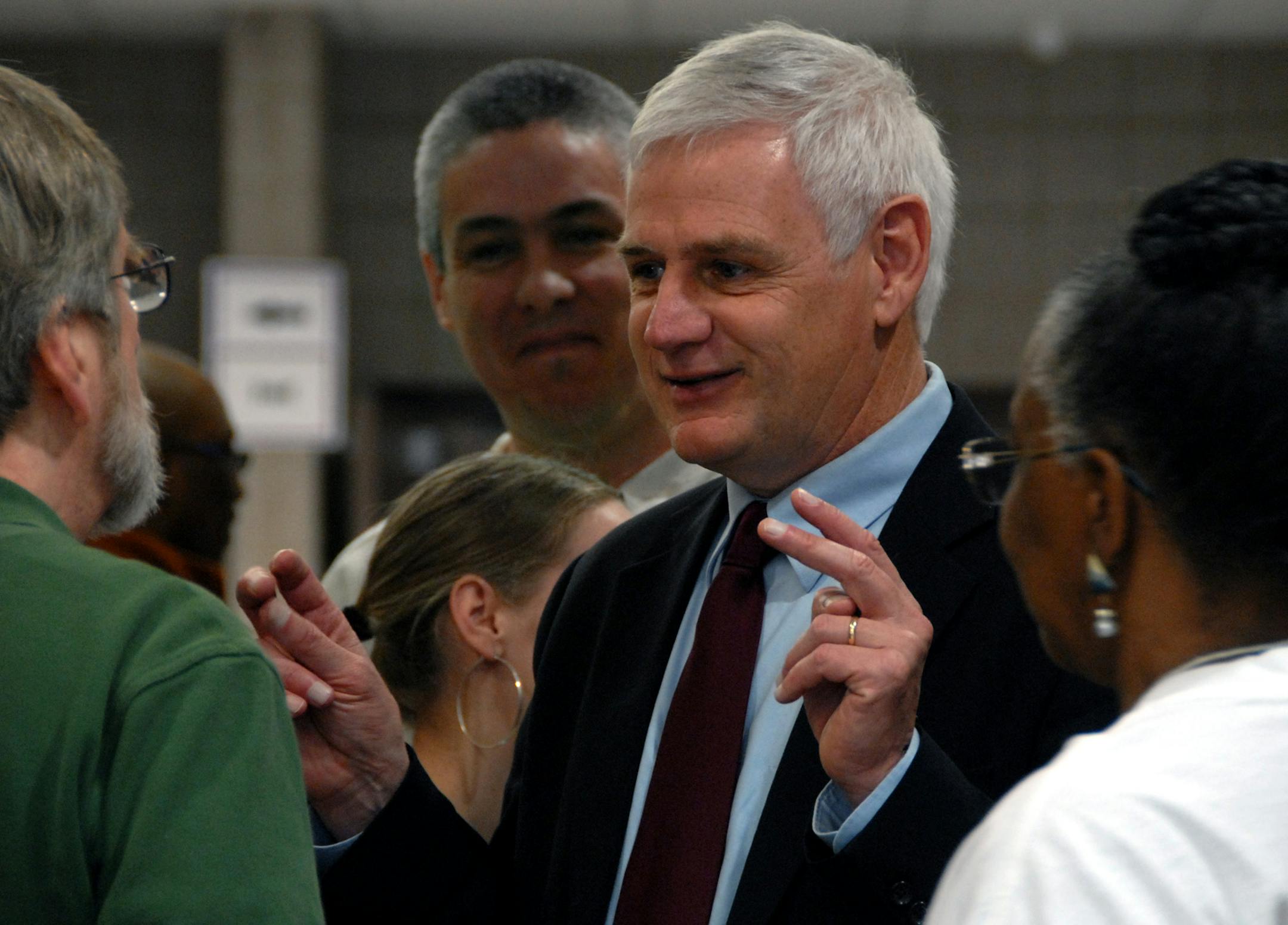 Senate candidate Jack Nelson-Pallmeyer talked to delegates and others attending the Minnesota DFL 2nd Congressional District Convention held at Faribault High School.