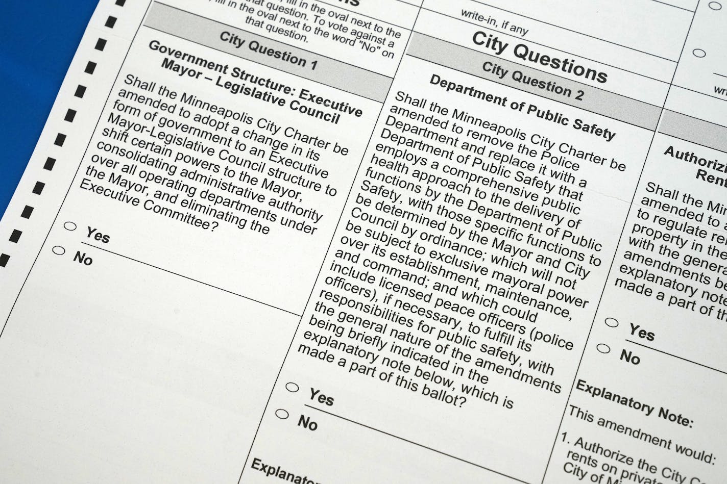 City question 2 addresses the issue of a municipal police department or department of public safety. ] ANTHONY SOUFFLE • anthony.souffle@startribune.com