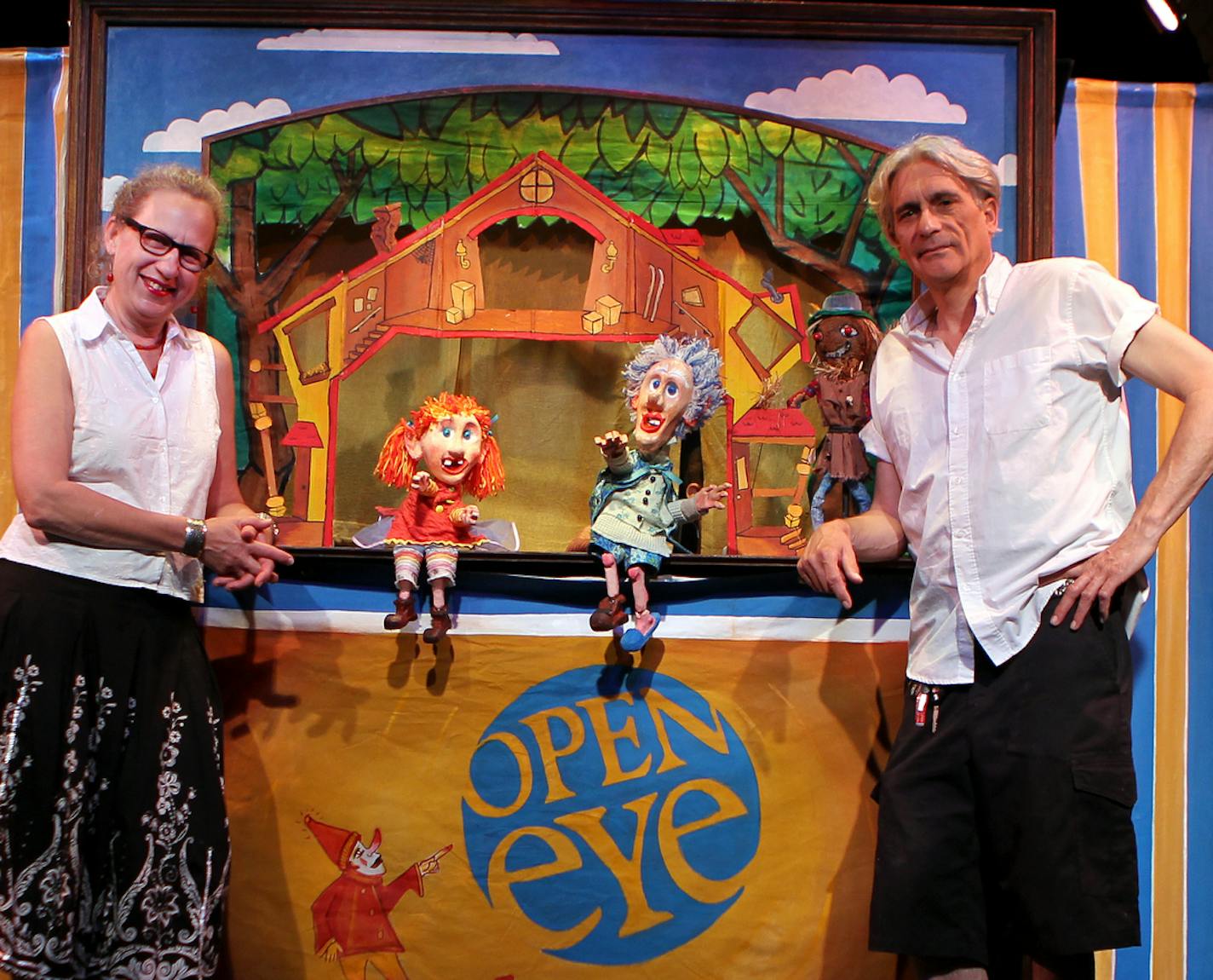 Susan Haas and Michael Sommers, directors of the Open Eye Figure Theatre, pose for a portrait onstage on Saturday, June 22, 2013. The new show, Milly and Tillie, opens Friday, June 28 and runs through Sunday, July 21. ] (ANNA REED/STAR TRIBUNE) anna.reed@startribune.com (cq)