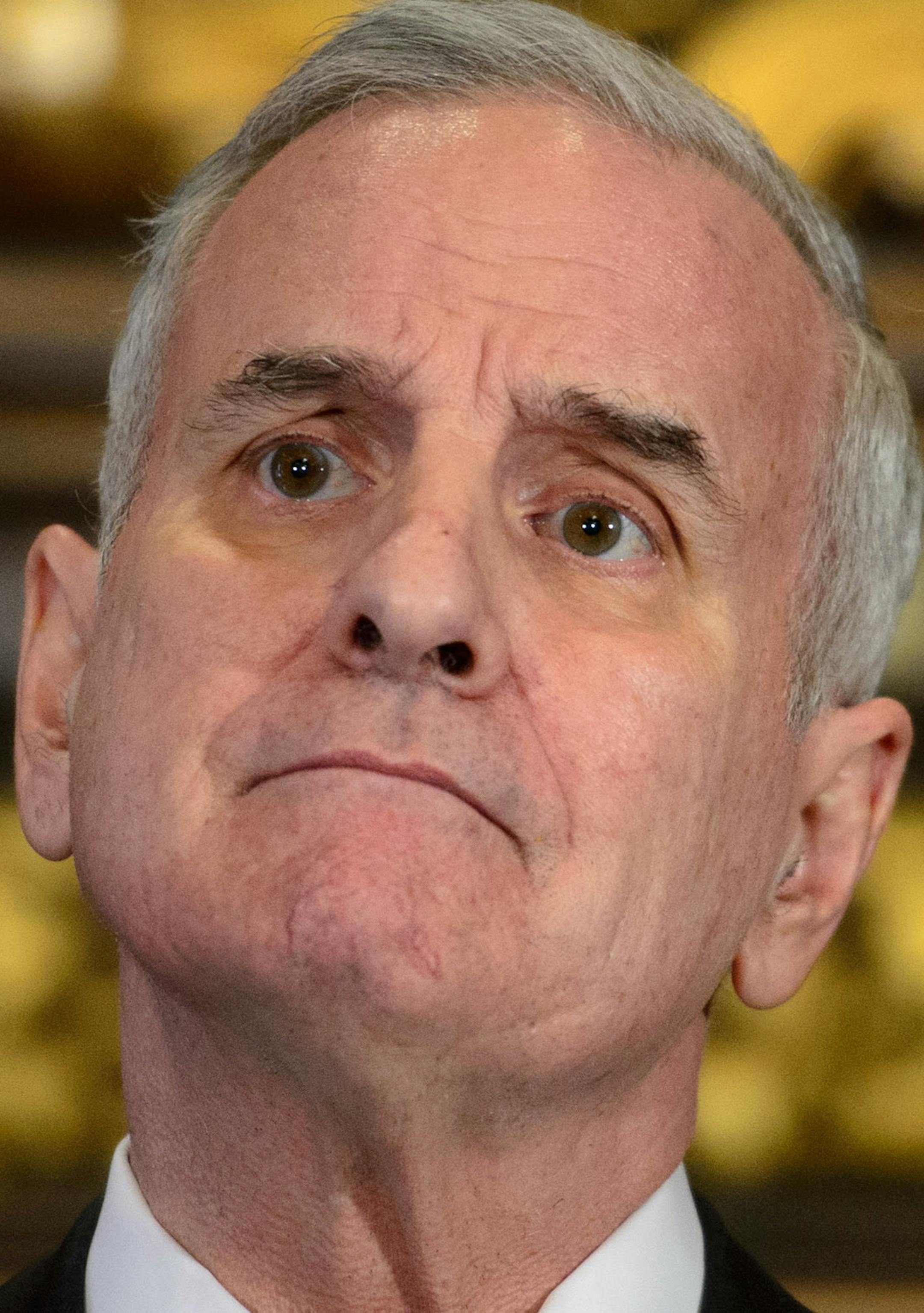 Governor Mark Dayton held a news conference speaking about a wide range of topics including the medical marijuana bill, bonding bill and praising the legislature for reaching a deal on raising the minimum wage. ] GLEN STUBBE * gstubbe@startribune.com April 8, 2014.