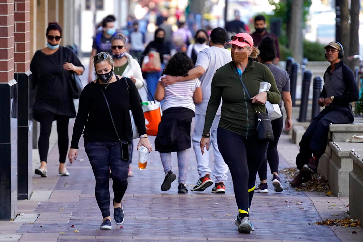 People walked Nov. 6 in downtown Evanston, Ill.