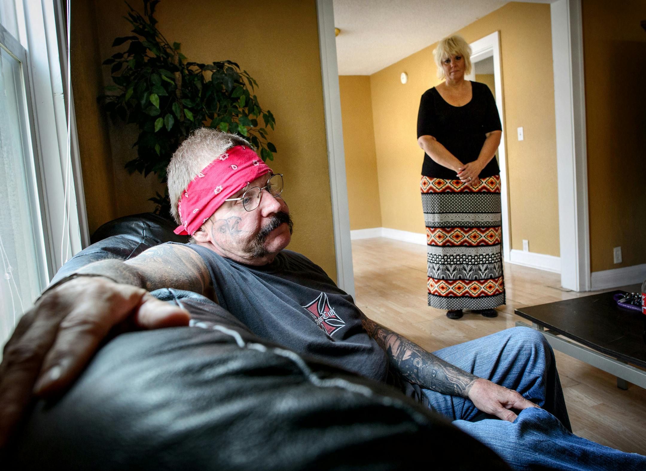 Kolleen Boyd is seeking nonprofit status for MCJ Housing service. She leases three homes and rents rooms out to people whose criminal past makes it hard to find any other housing options. Minneapolis inspectors cited one of her homes with a violation on Monday, July 28. Don DeAngelo is one of her tenants. ] Thursday, July 31, 2014. GLEN STUBBE * gstubbe@startribune.com