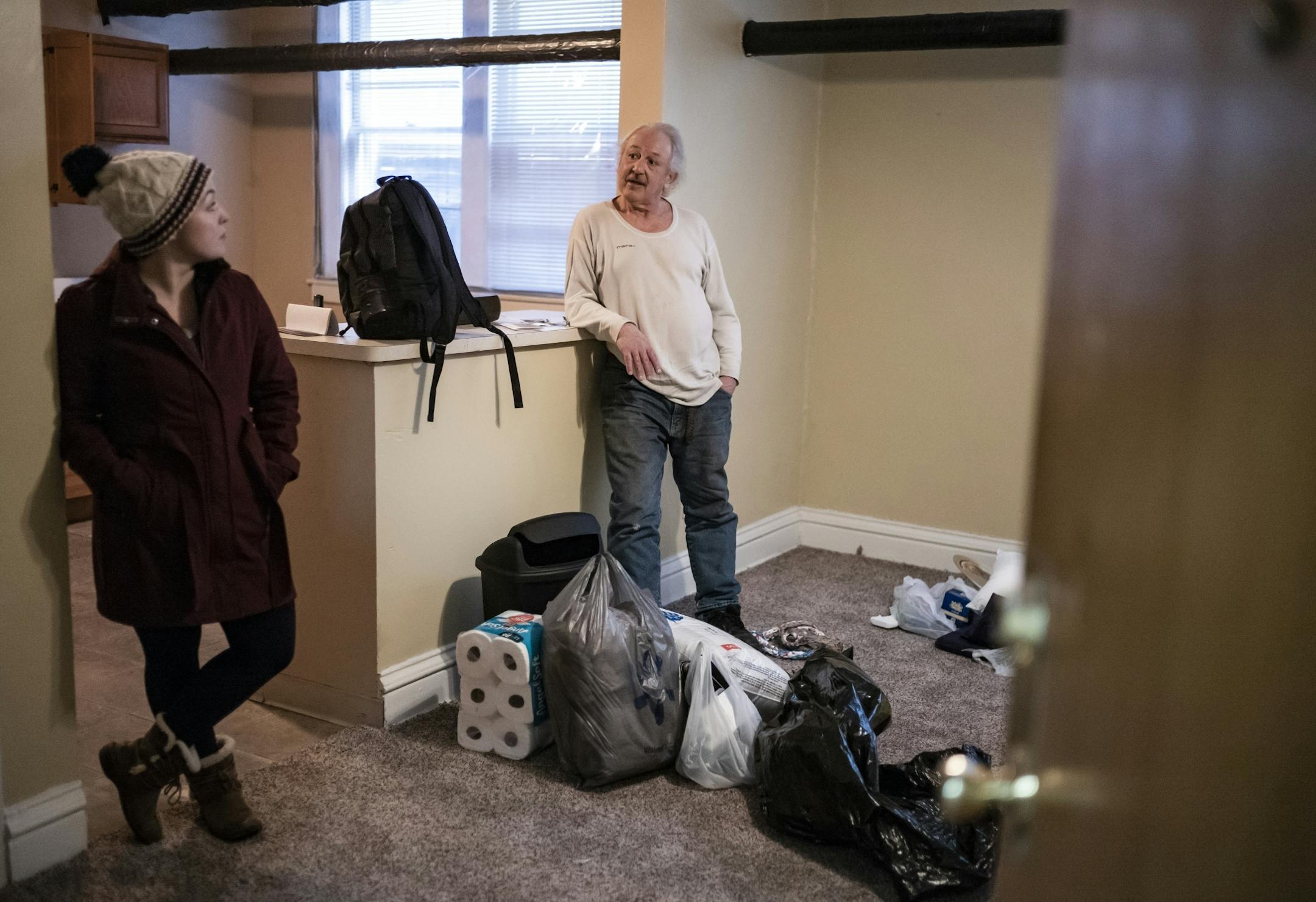 With the help of Housing Coordinator Genevieve Pelrine of Start Today Hennepin, Robert Kleen, 60, was able to get an affordable lease on a studio.