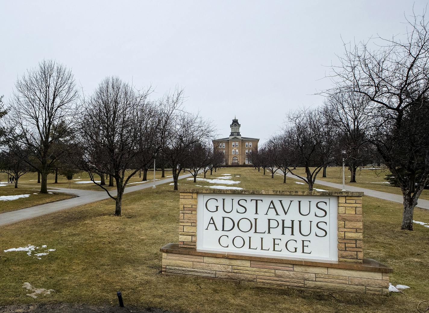 Gustavus Adolphus College in St. Peter, MN. Gustavus Adolphus College was hit by a tornado in 1998 destroying 2,000 trees and 80 percent of the windows on campus buildings. ] CARLOS GONZALEZ &#xef; cgonzalez@startribune.com &#xf1; March 26, 2018, 20 the anniversary of Tornado that hit Minnesota River Valley in March 1998 hitting St. Peter and Comfrey, a city of 40.