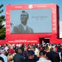 A video presentation of moments in Arnold Palmers career was shown during Thursday night's opening ceremony for the Ryder Cup at Hazeltine. ] (AARON L