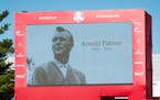 A video presentation of moments in Arnold Palmers career was shown during Thursday night's opening ceremony for the Ryder Cup at Hazeltine. ] (AARON L